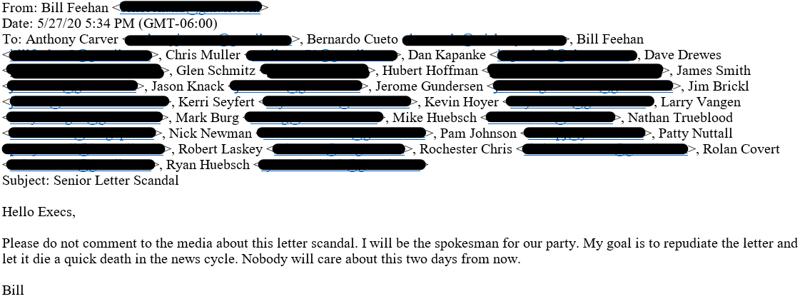 Bill Feehan requests committee members not to comment